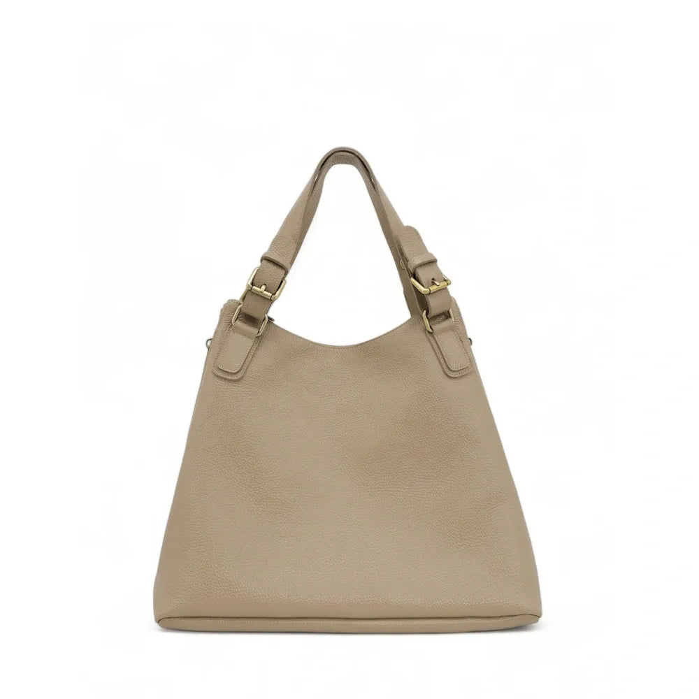 Sac porté épaule en cuir grainé CAMELIA Taupe clair