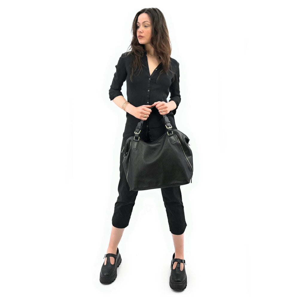 Sac porté épaule en cuir grainé CAMELIA Noir