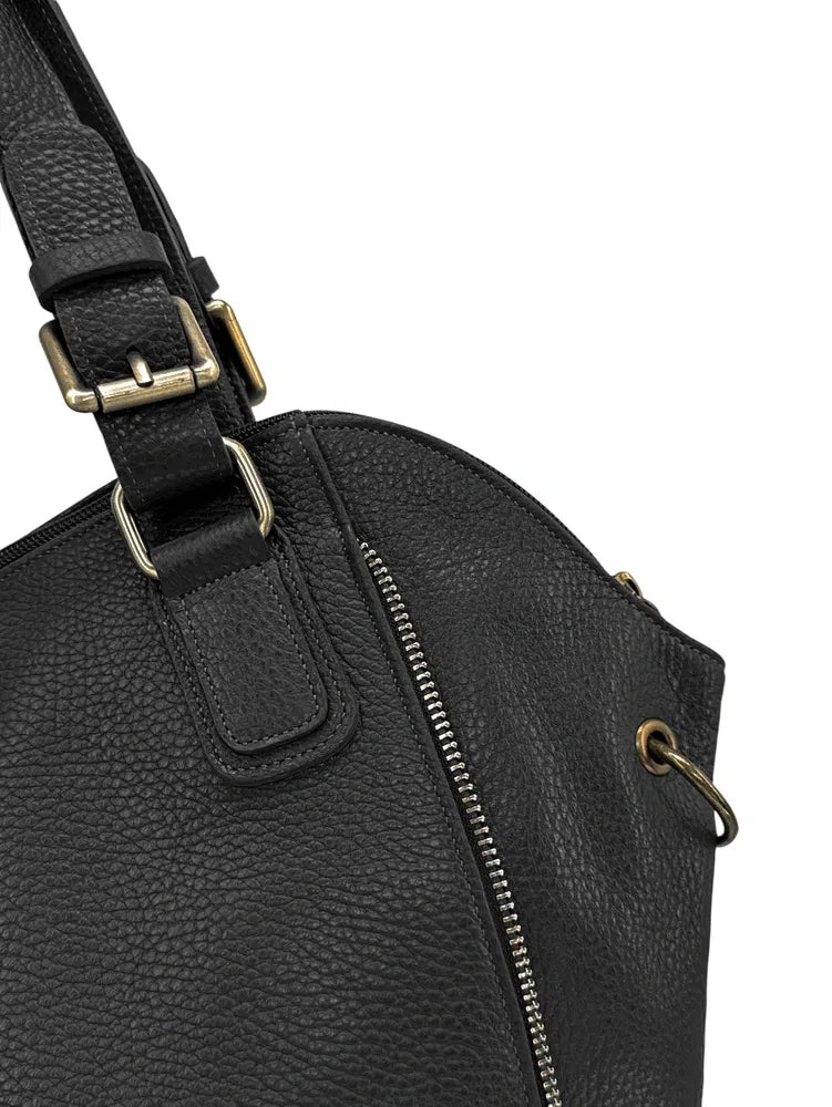 Sac porté épaule en cuir grainé CAMELIA Noir