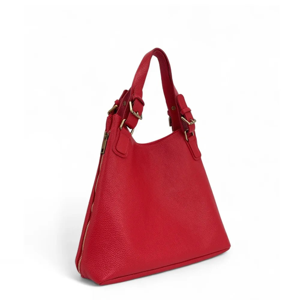 Sac porté épaule en cuir grainé CAMELIA Rouge garance