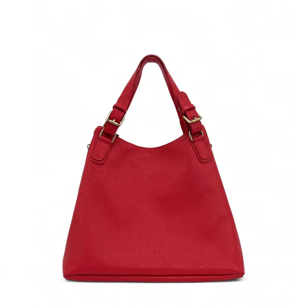 Sac porté épaule en cuir grainé CAMELIA Rouge garance