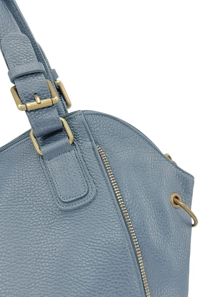 Sac porté épaule en cuir grainé CAMELIA Bleu glacier