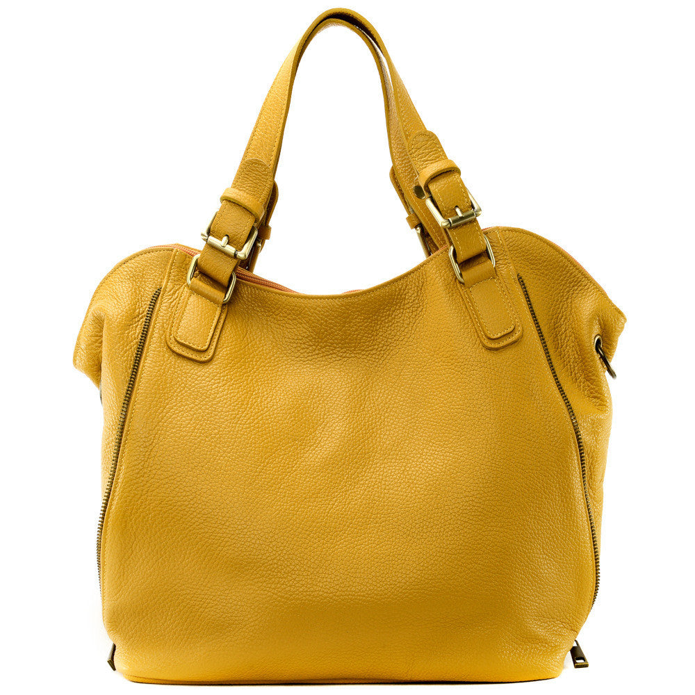 Sac porté épaule en cuir grainé CAMELIA Jaune tournesol