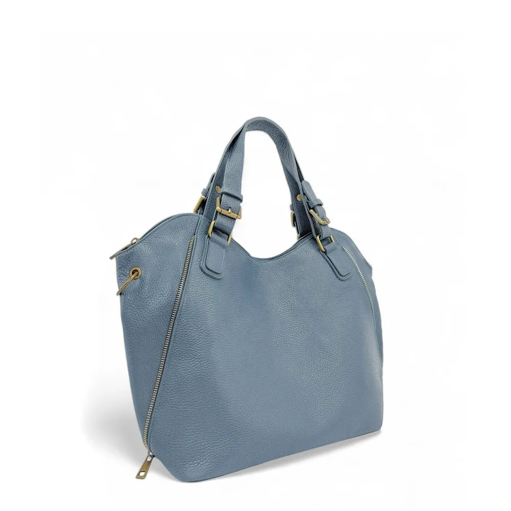 Sac porté épaule en cuir grainé CAMELIA Bleu glacier
