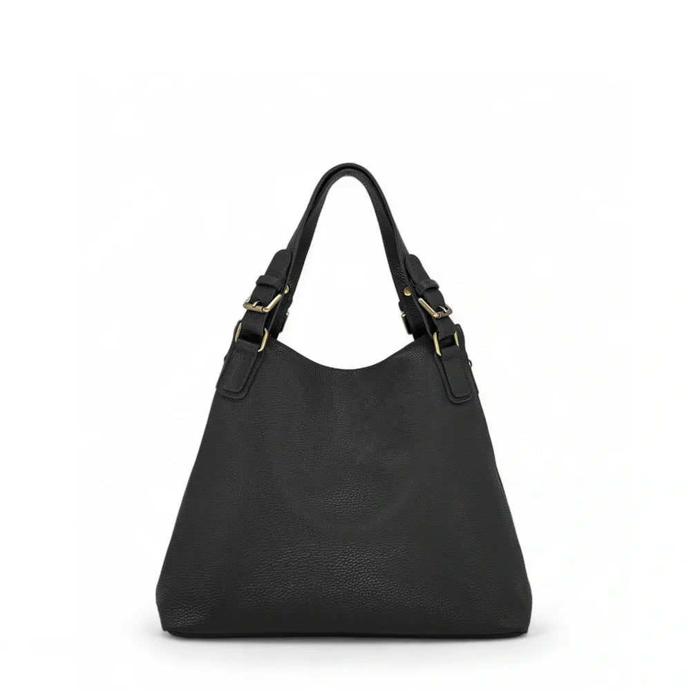 Sac porté épaule en cuir grainé CAMELIA Noir