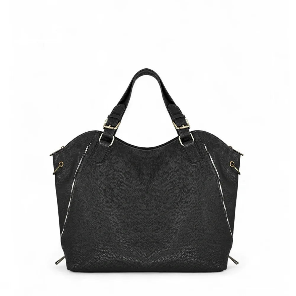 Sac porté épaule en cuir grainé CAMELIA Noir