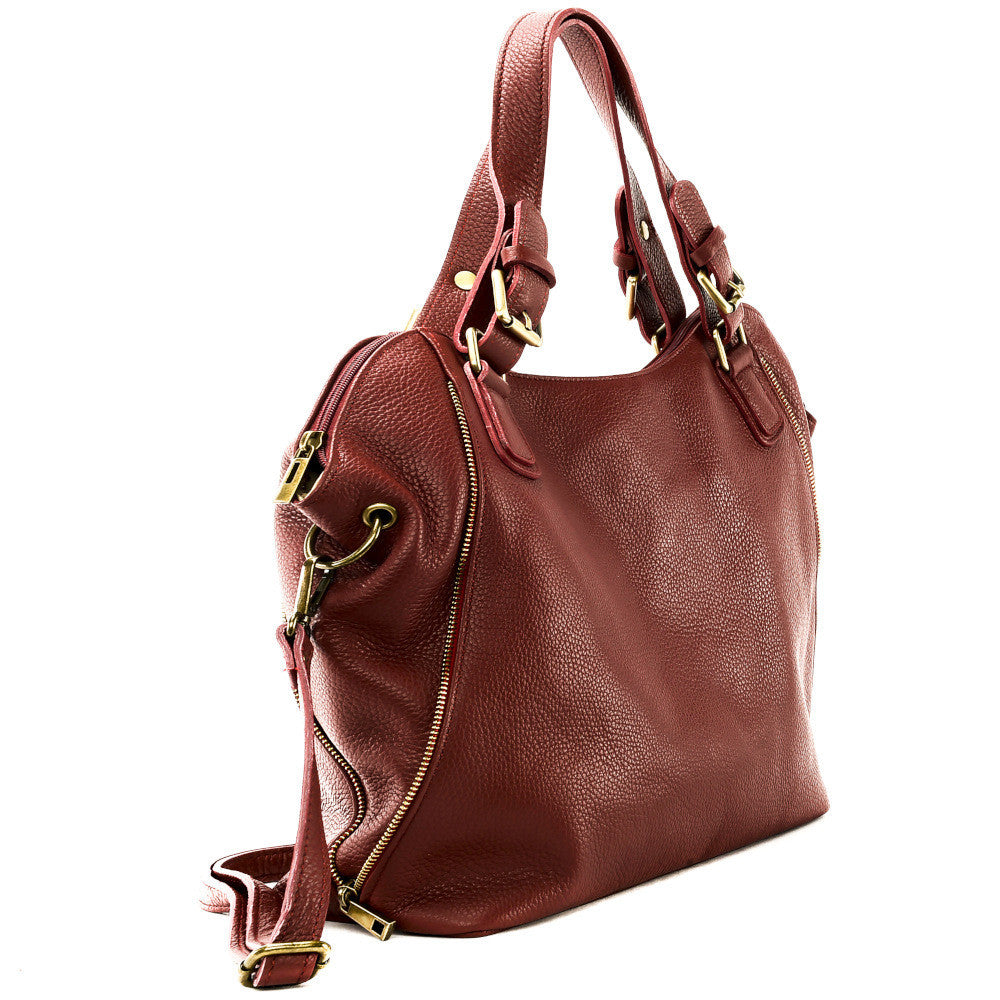 Sac porté épaule en cuir grainé CAMELIA Rouge foncé