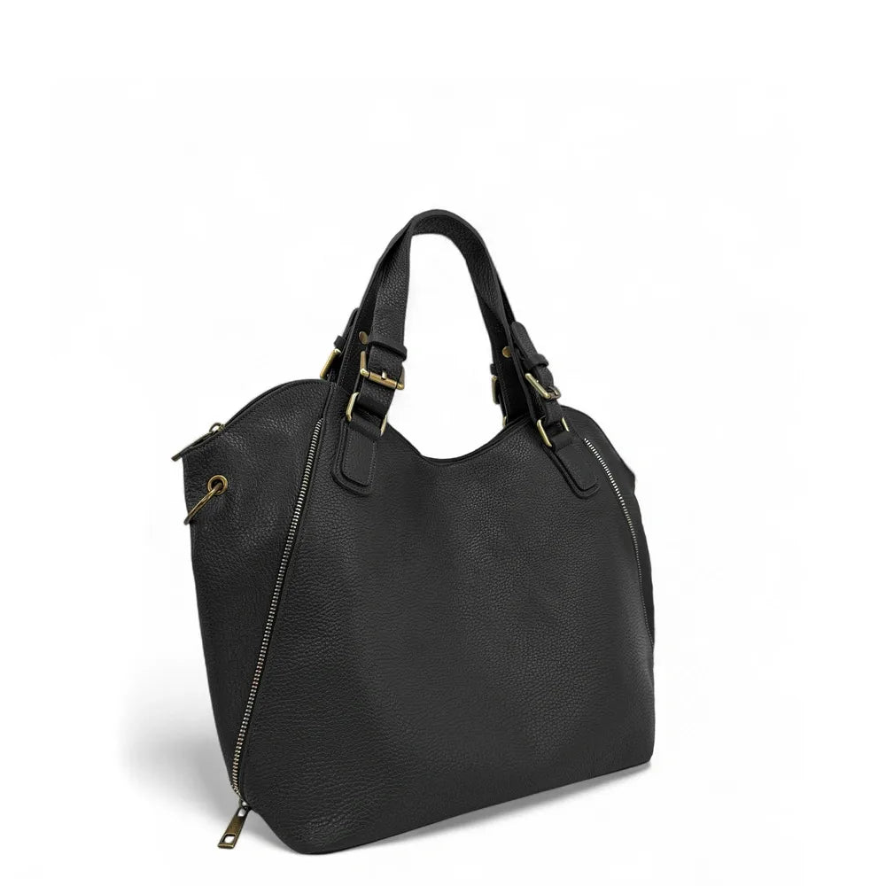Sac porté épaule en cuir grainé CAMELIA Noir