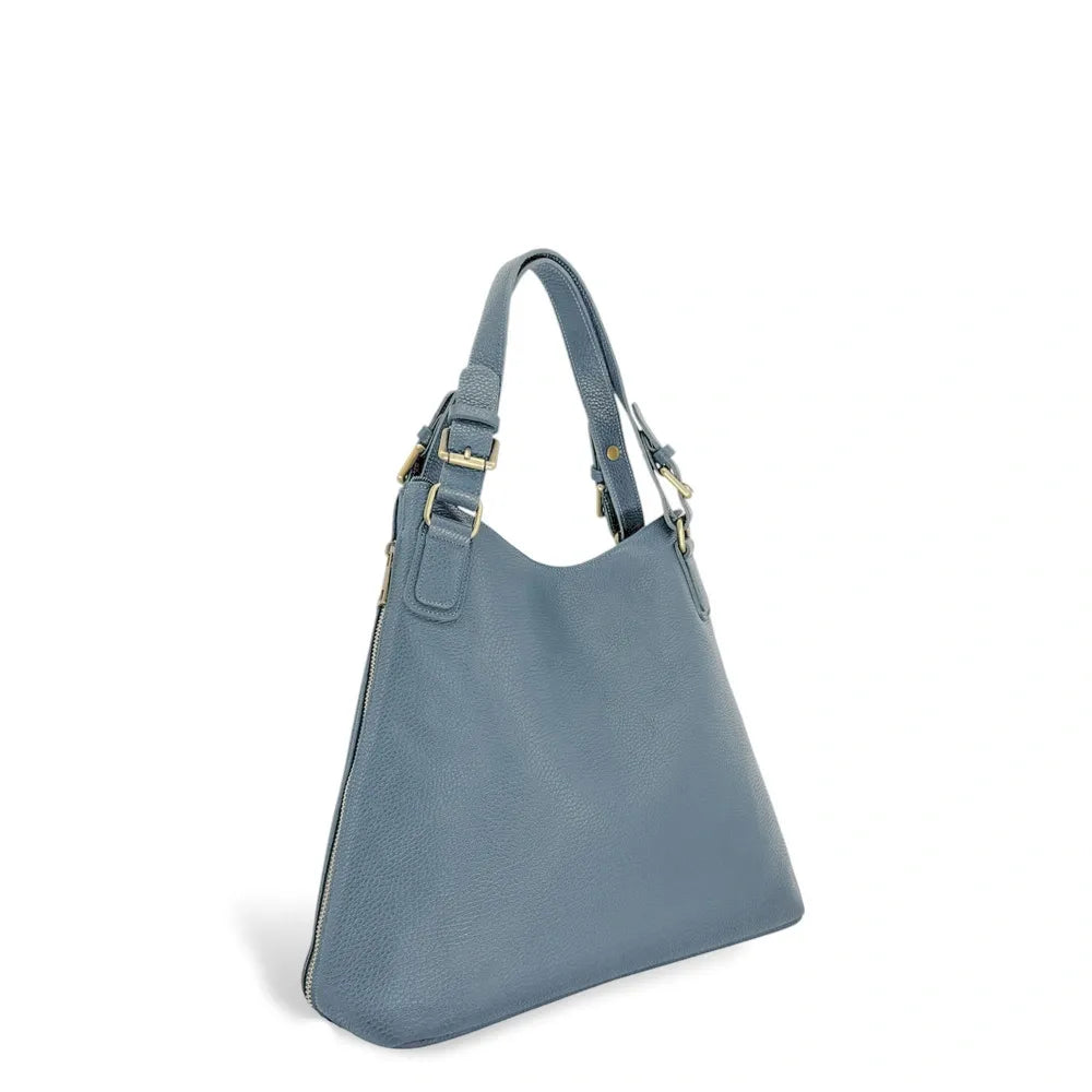 Sac porté épaule en cuir grainé CAMELIA Bleu glacier