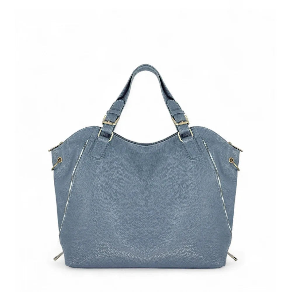 Sac porté épaule en cuir grainé CAMELIA Bleu glacier