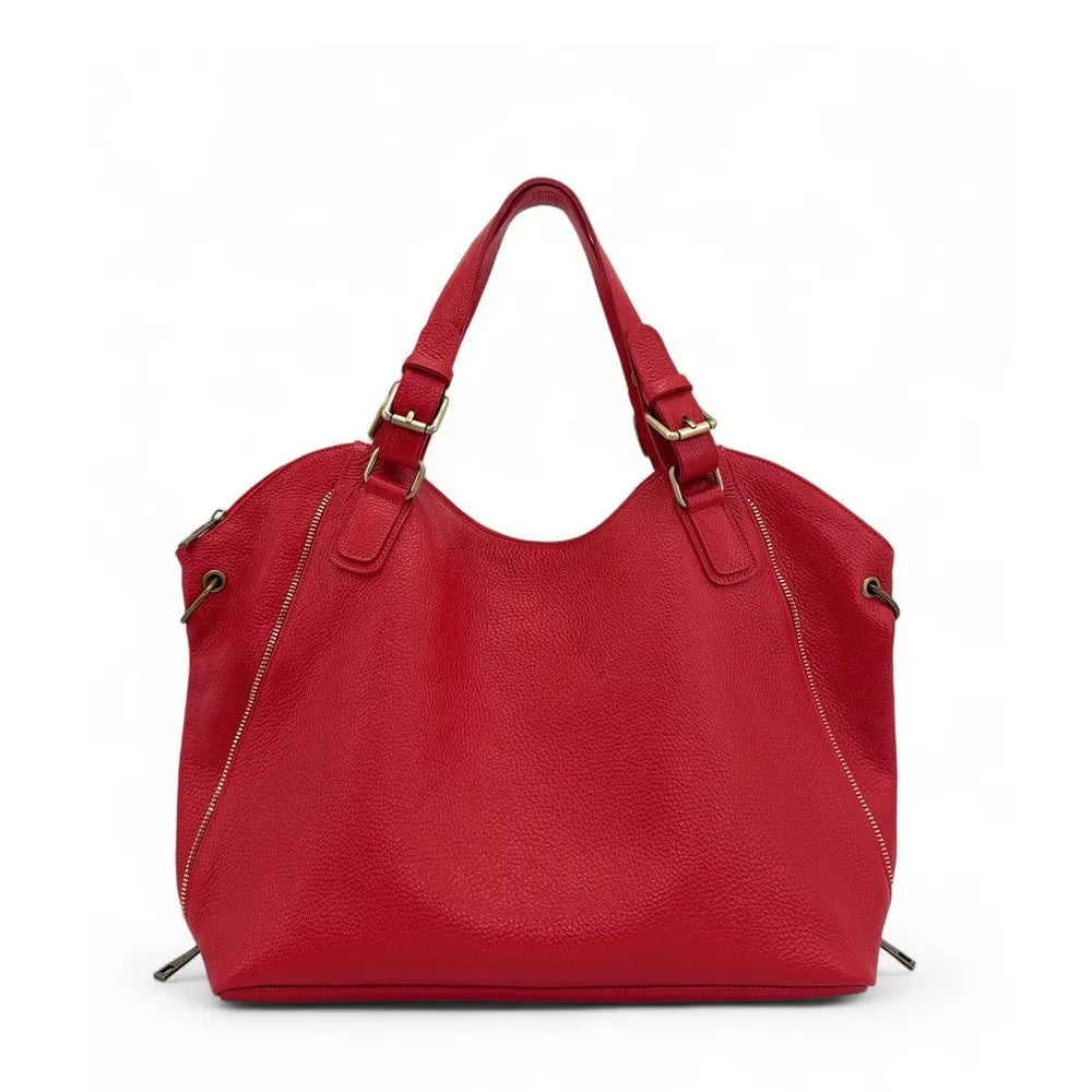 Sac porté épaule en cuir grainé CAMELIA Rouge garance