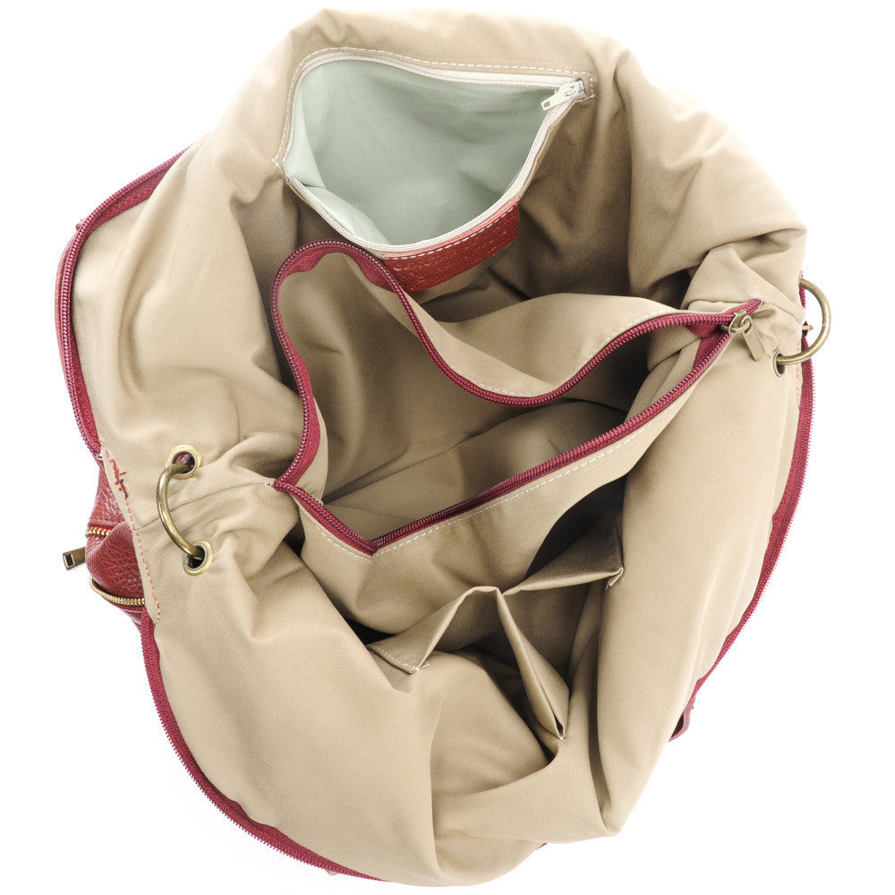 Sac porté épaule en cuir grainé CAMELIA Rouge foncé