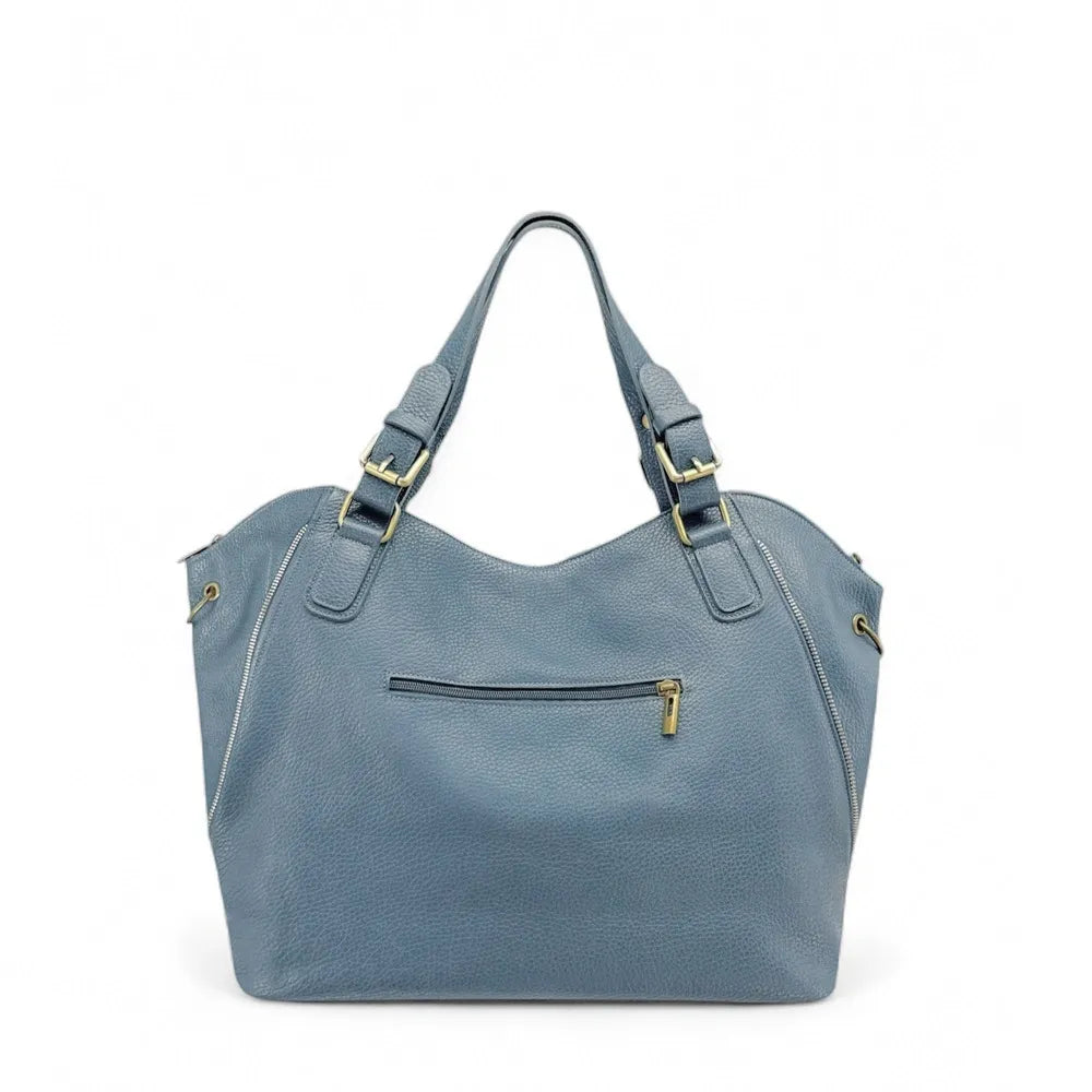 Sac porté épaule en cuir grainé CAMELIA Bleu glacier