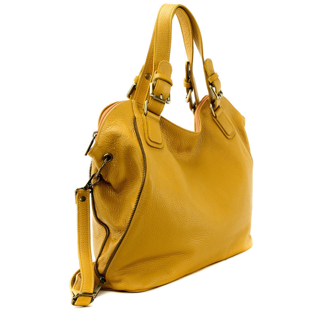 Sac porté épaule en cuir grainé CAMELIA Jaune tournesol