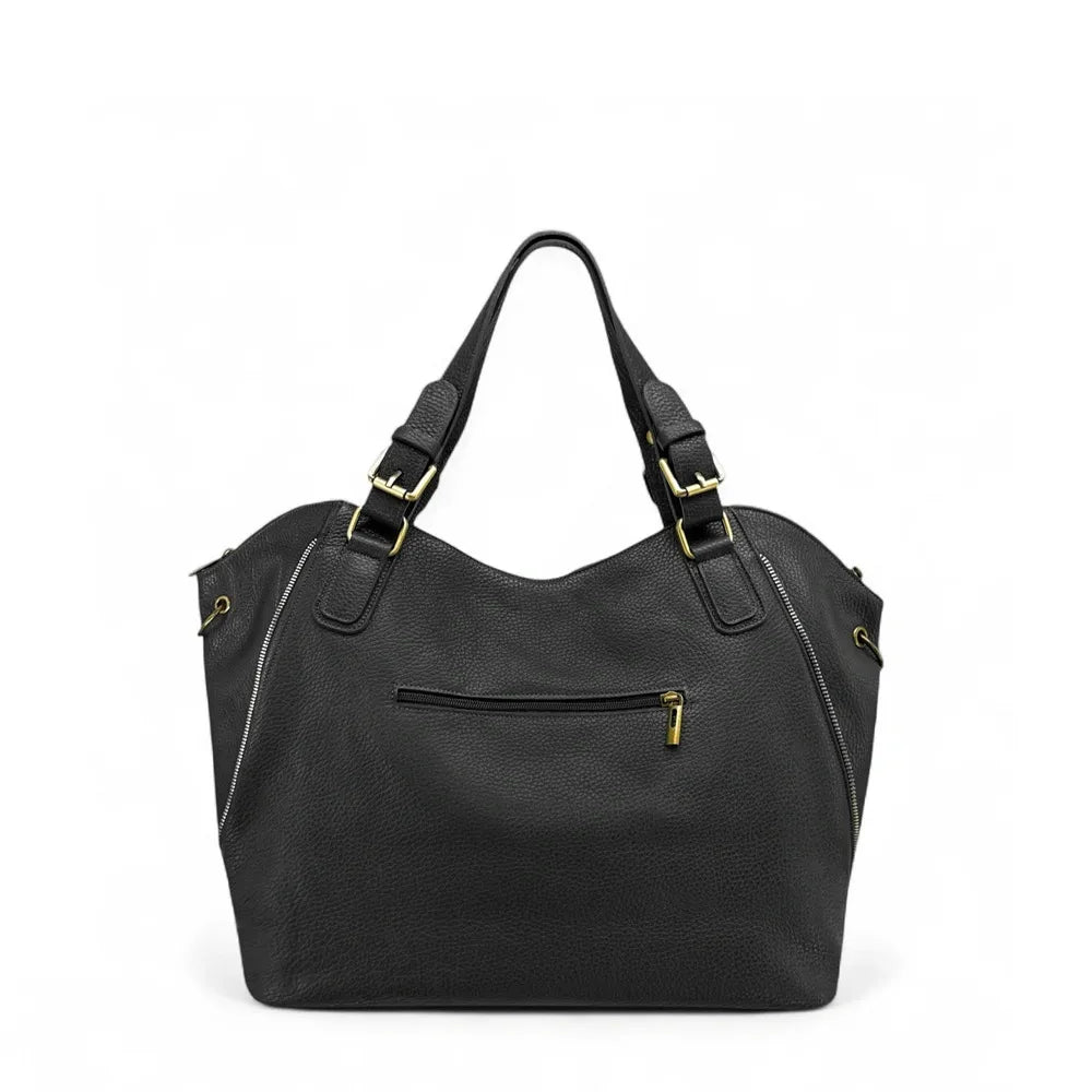 Sac porté épaule en cuir grainé CAMELIA Noir