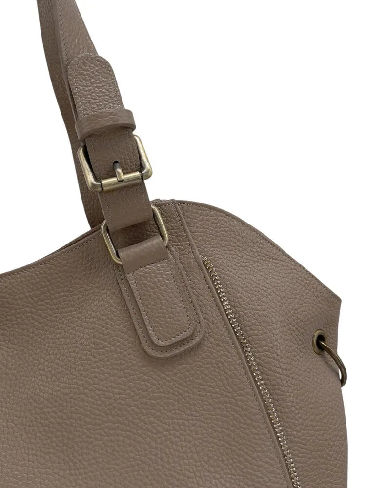 Sac porté épaule en cuir grainé CAMELIA Taupe foncé