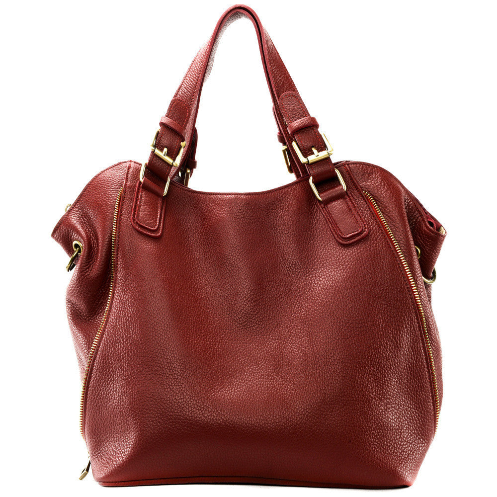 Sac porté épaule en cuir grainé CAMELIA Rouge foncé