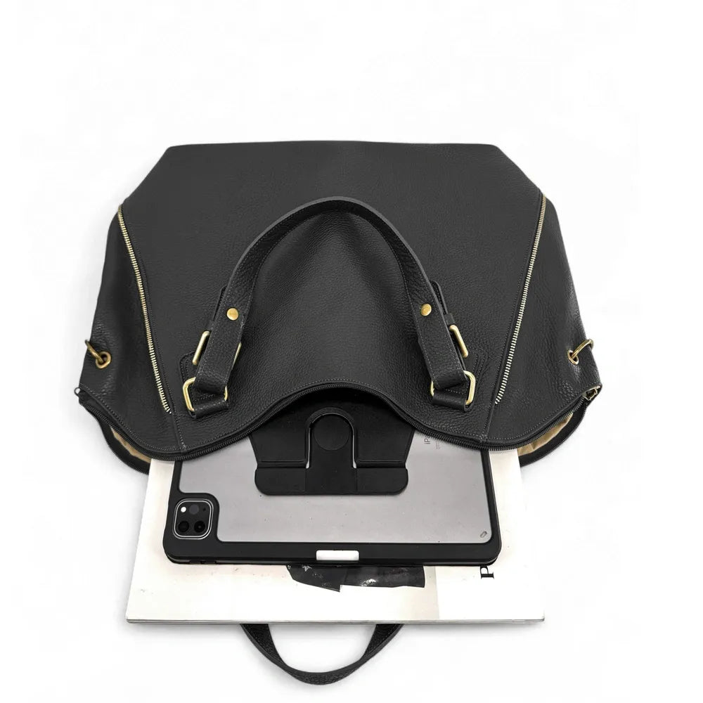 Sac porté épaule en cuir grainé CAMELIA Noir
