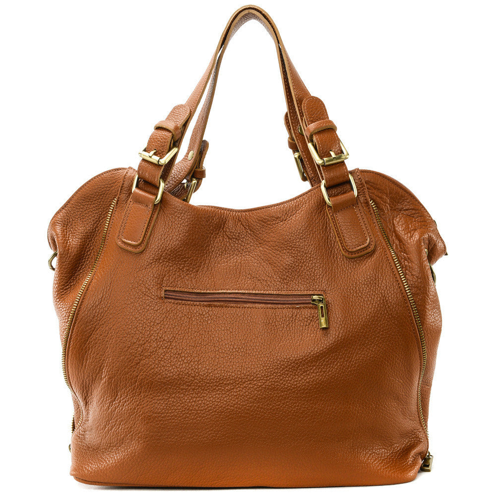 Sac porté épaule en cuir grainé CAMELIA Cognac