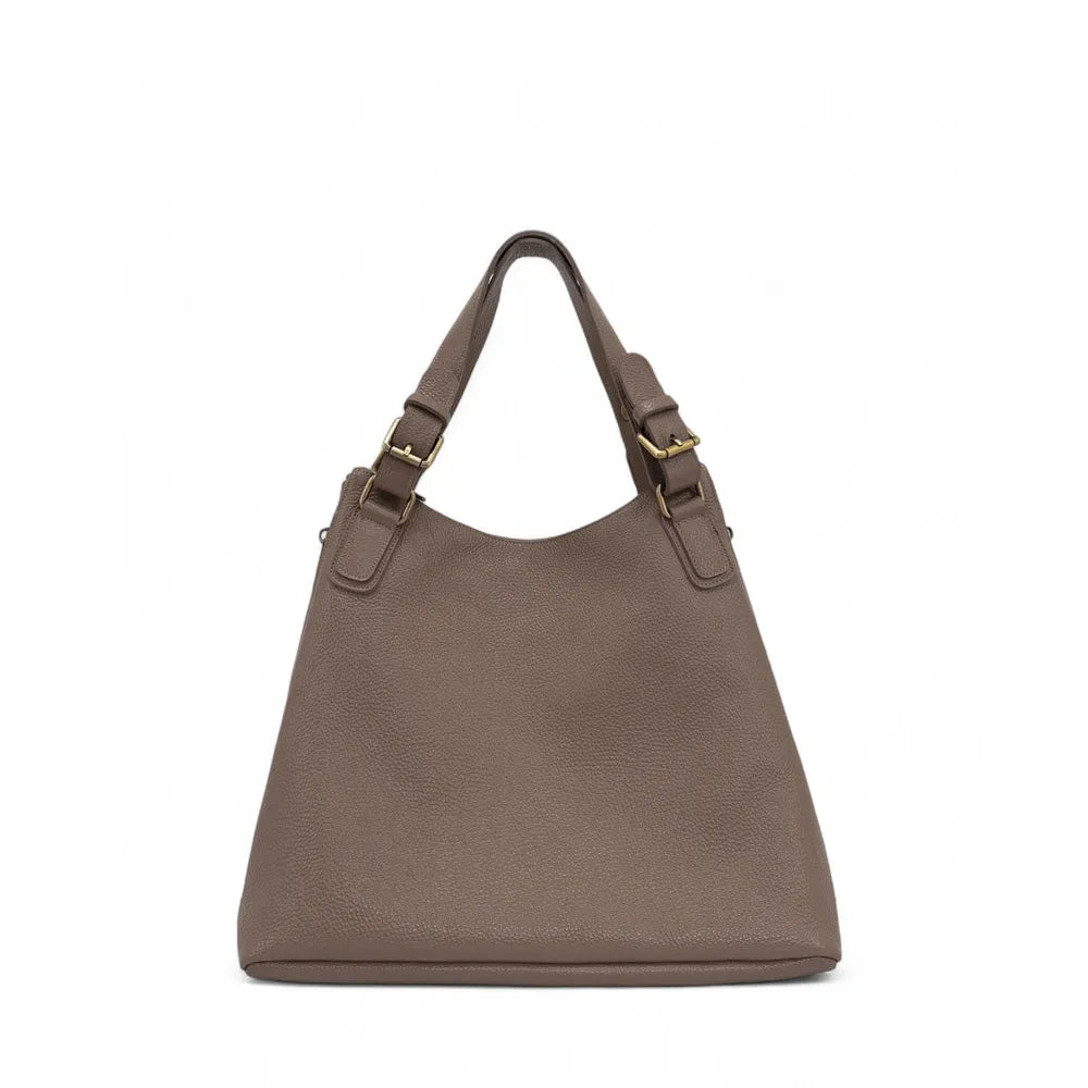 Sac porté épaule en cuir grainé CAMELIA Taupe foncé