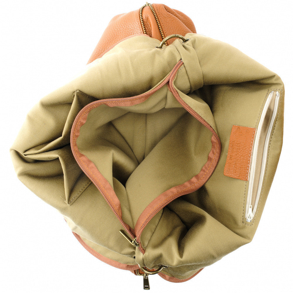 Sac porté épaule en cuir grainé CAMELIA Cognac