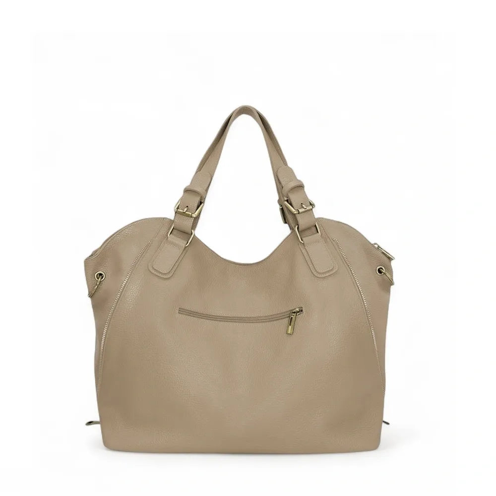Sac porté épaule en cuir grainé CAMELIA Taupe clair