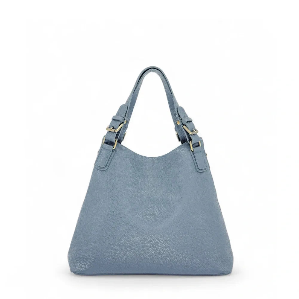 Sac porté épaule en cuir grainé CAMELIA Bleu glacier