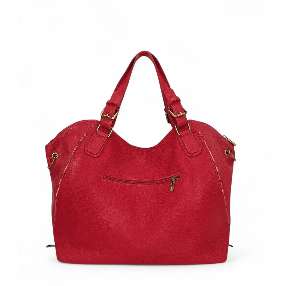 Sac porté épaule en cuir grainé CAMELIA Rouge garance