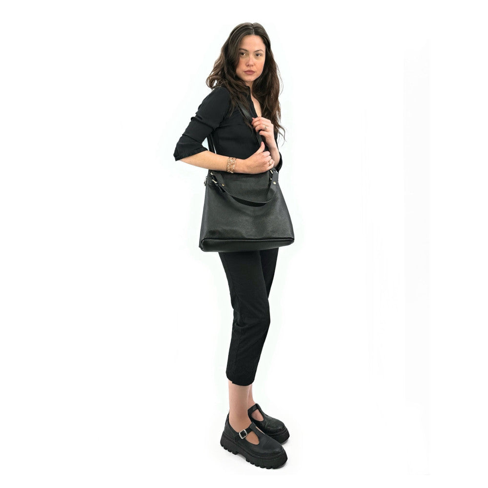 Sac porté épaule en cuir grainé CAMELIA Noir