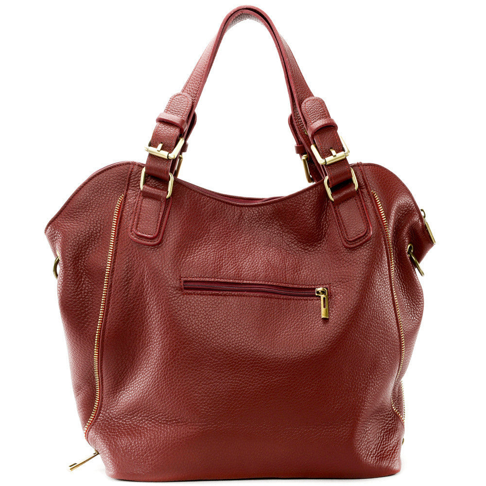 Sac porté épaule en cuir grainé CAMELIA Rouge foncé