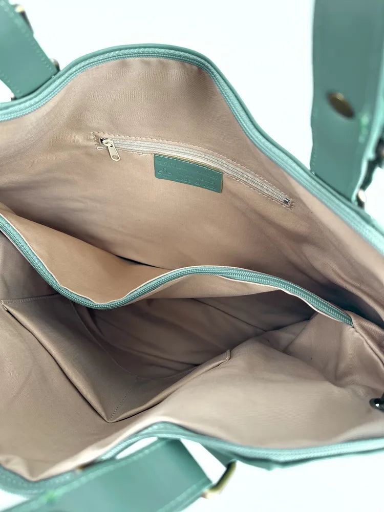 Sac porté épaule en cuir lisse CAMELIA Vert pastel