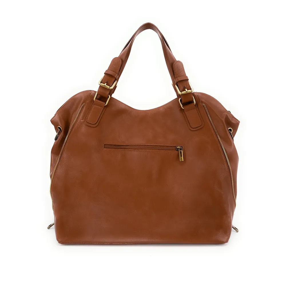 Sac porté épaule en cuir lisse CAMELIA Camel foncé