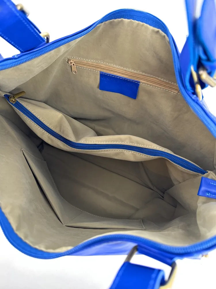 Sac porté épaule en cuir lisse CAMELIA Bleu roi