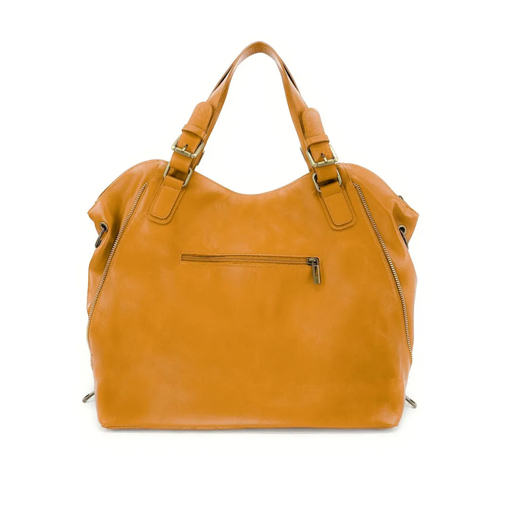 Sac porté épaule en cuir lisse CAMELIA Jaune Moutarde