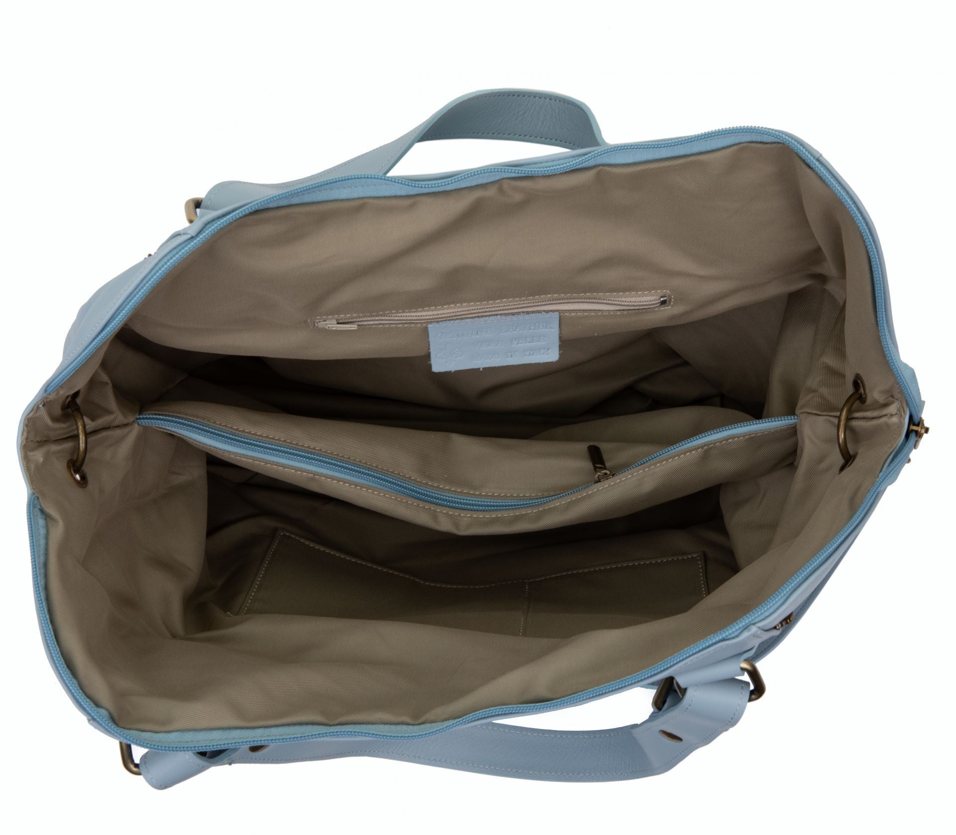 Sac porté épaule en cuir lisse CAMELIA Bleu pastel