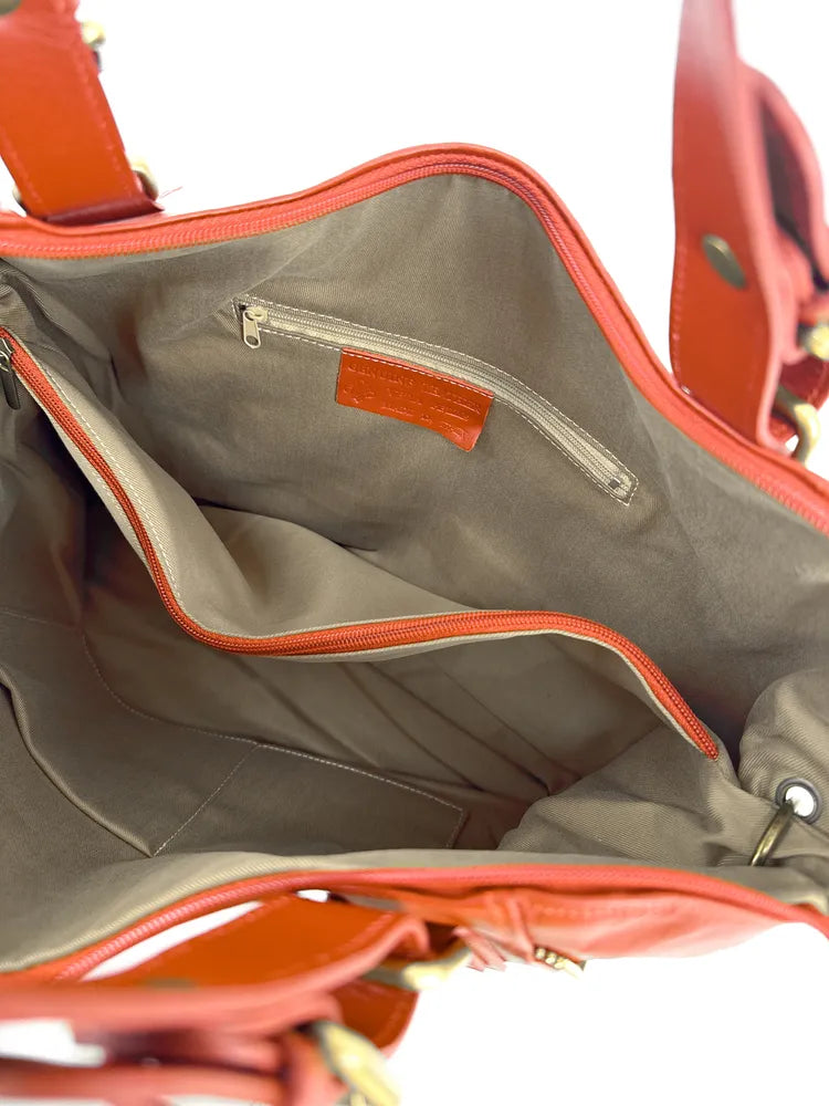 Sac porté épaule en cuir lisse CAMELIA Mandarine