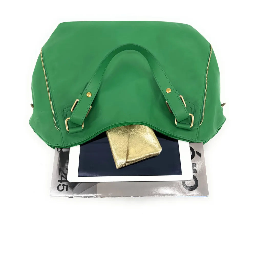 Sac porté épaule en cuir lisse CAMELIA Vert anglais