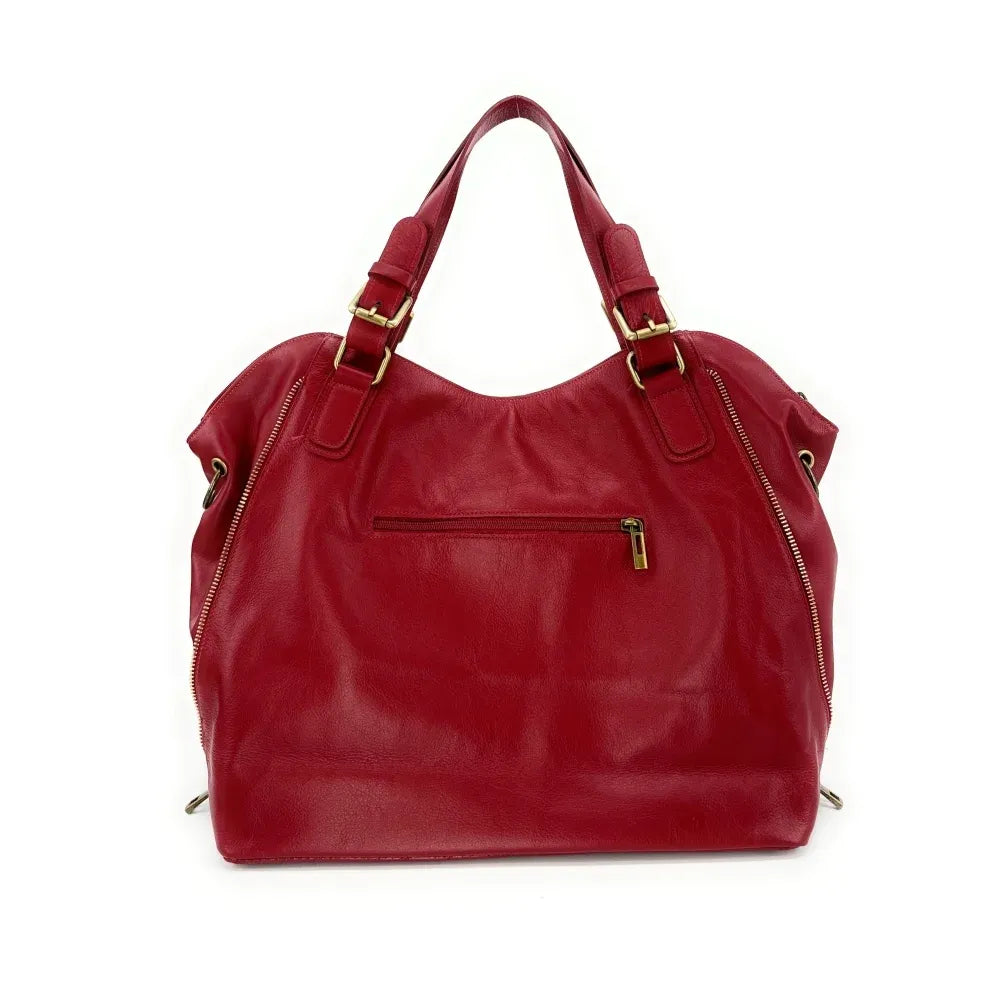 Sac porté épaule en cuir lisse CAMELIA Rouge intense
