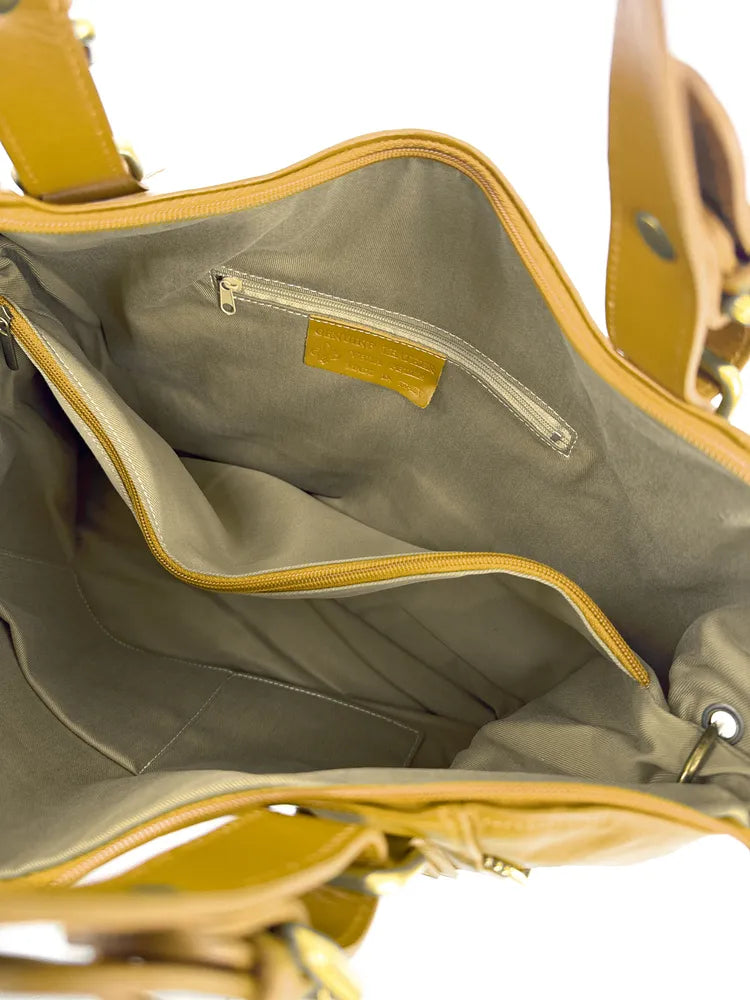 Sac porté épaule en cuir lisse CAMELIA Jaune tournesol