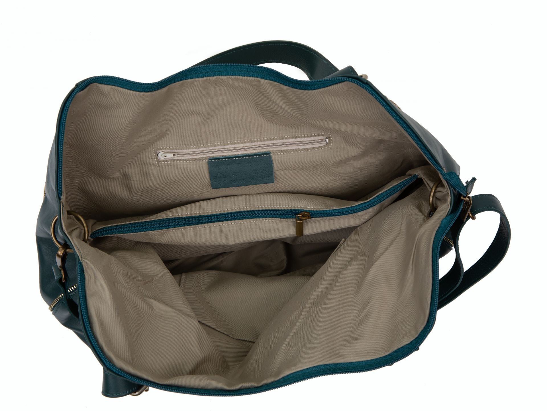 Sac porté épaule en cuir lisse CAMELIA Bleu vert canard