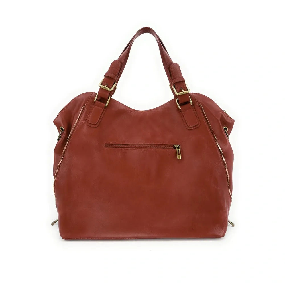 Sac porté épaule en cuir lisse CAMELIA Rouge brique