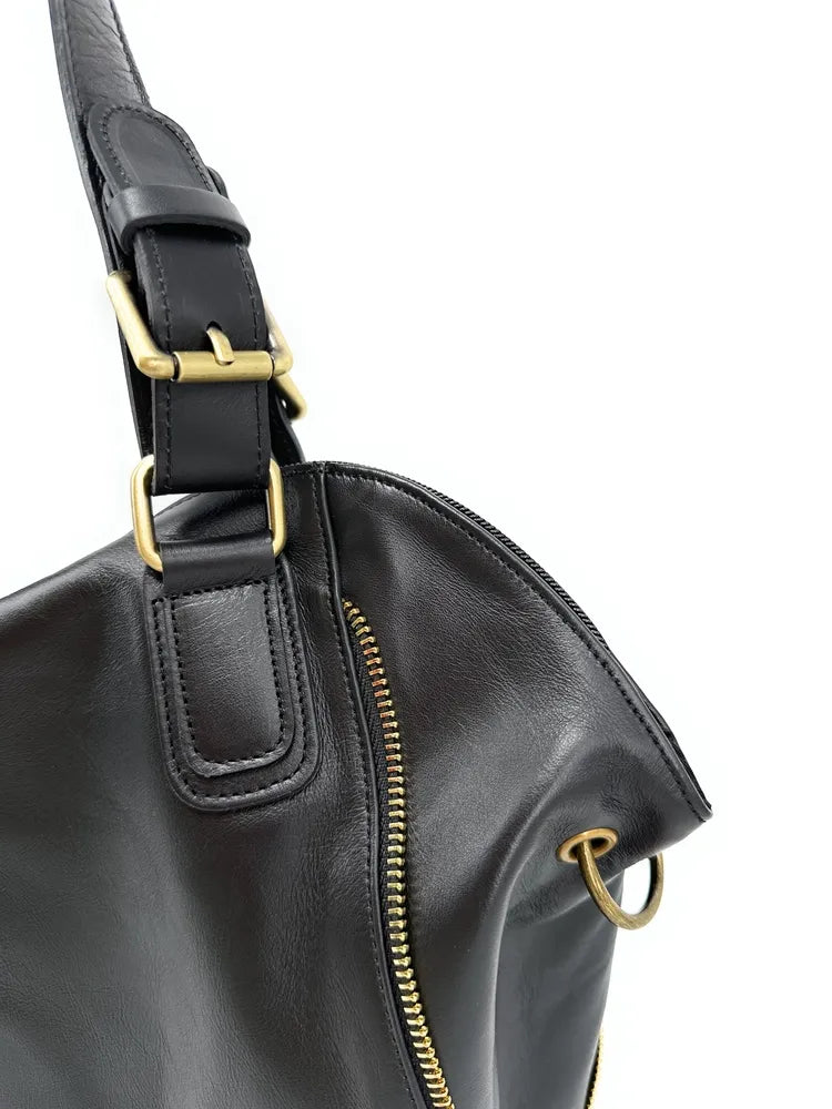 Sac porté épaule en cuir lisse CAMELIA Noir