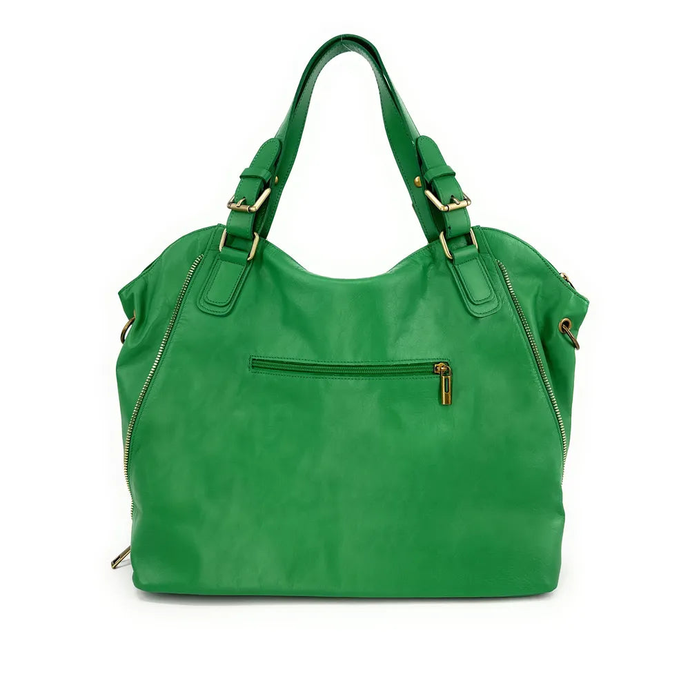 Sac porté épaule en cuir lisse CAMELIA Vert anglais