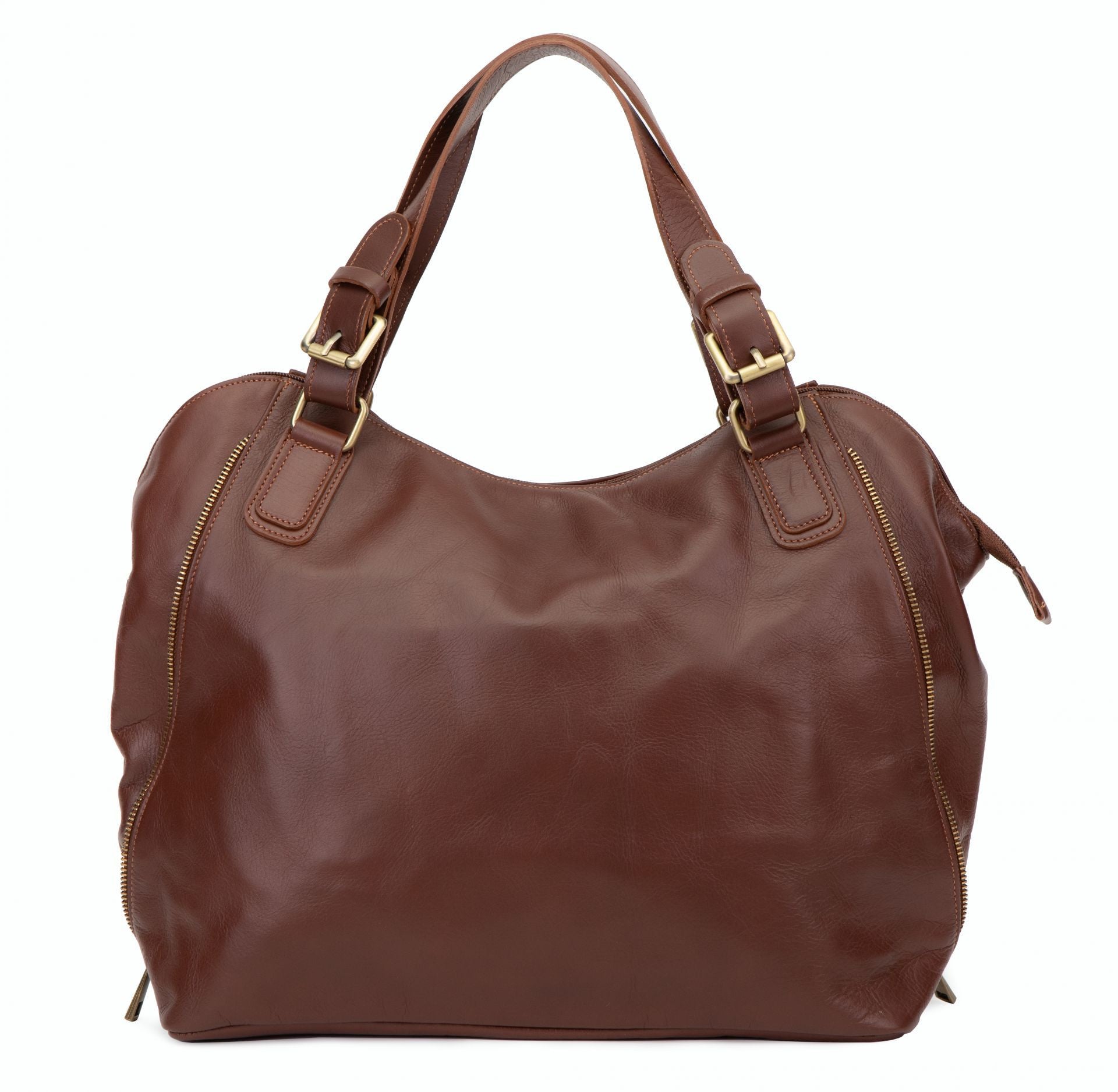 Sac porté épaule en cuir lisse CAMELIA Châtaigne