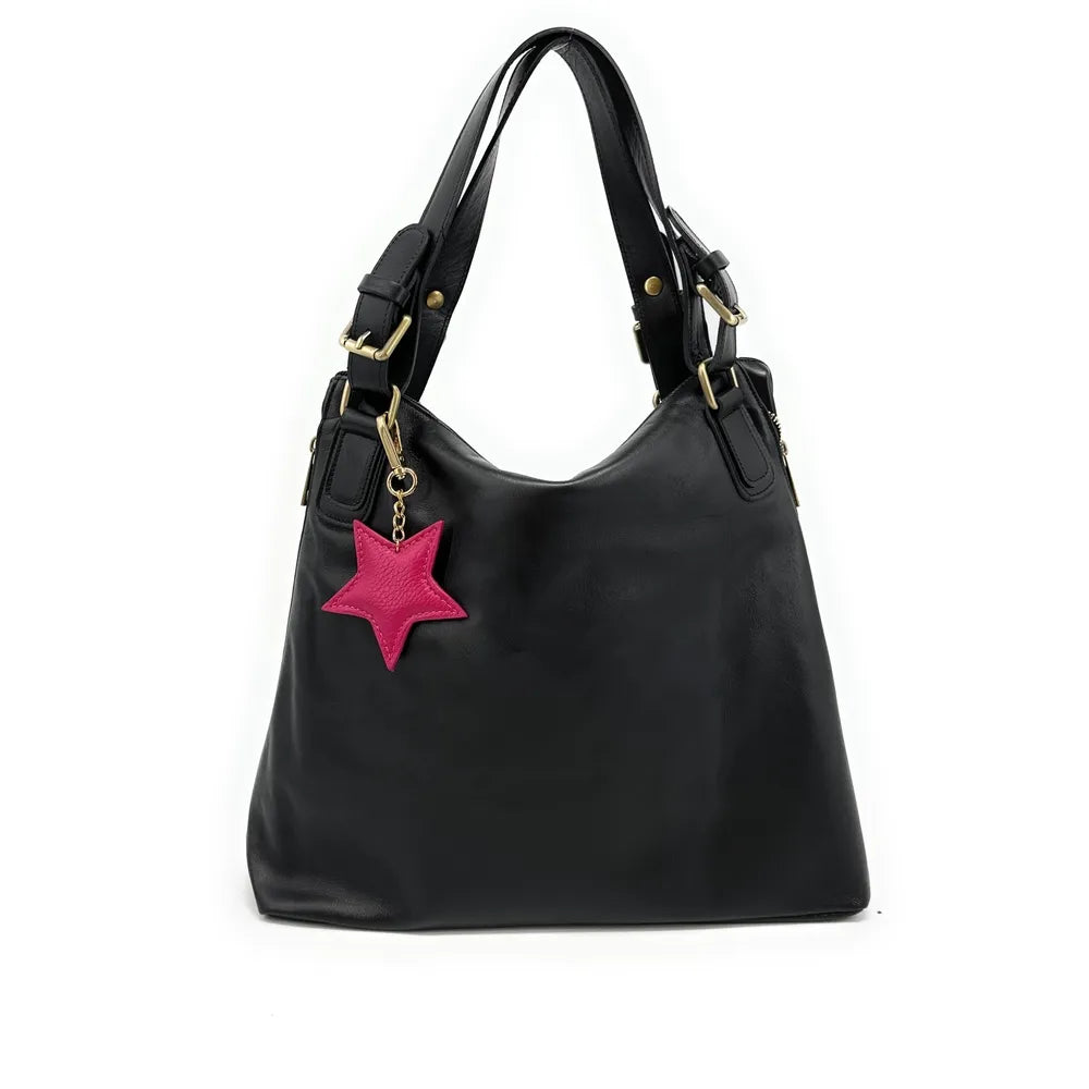 Sac porté épaule en cuir lisse CAMELIA Noir