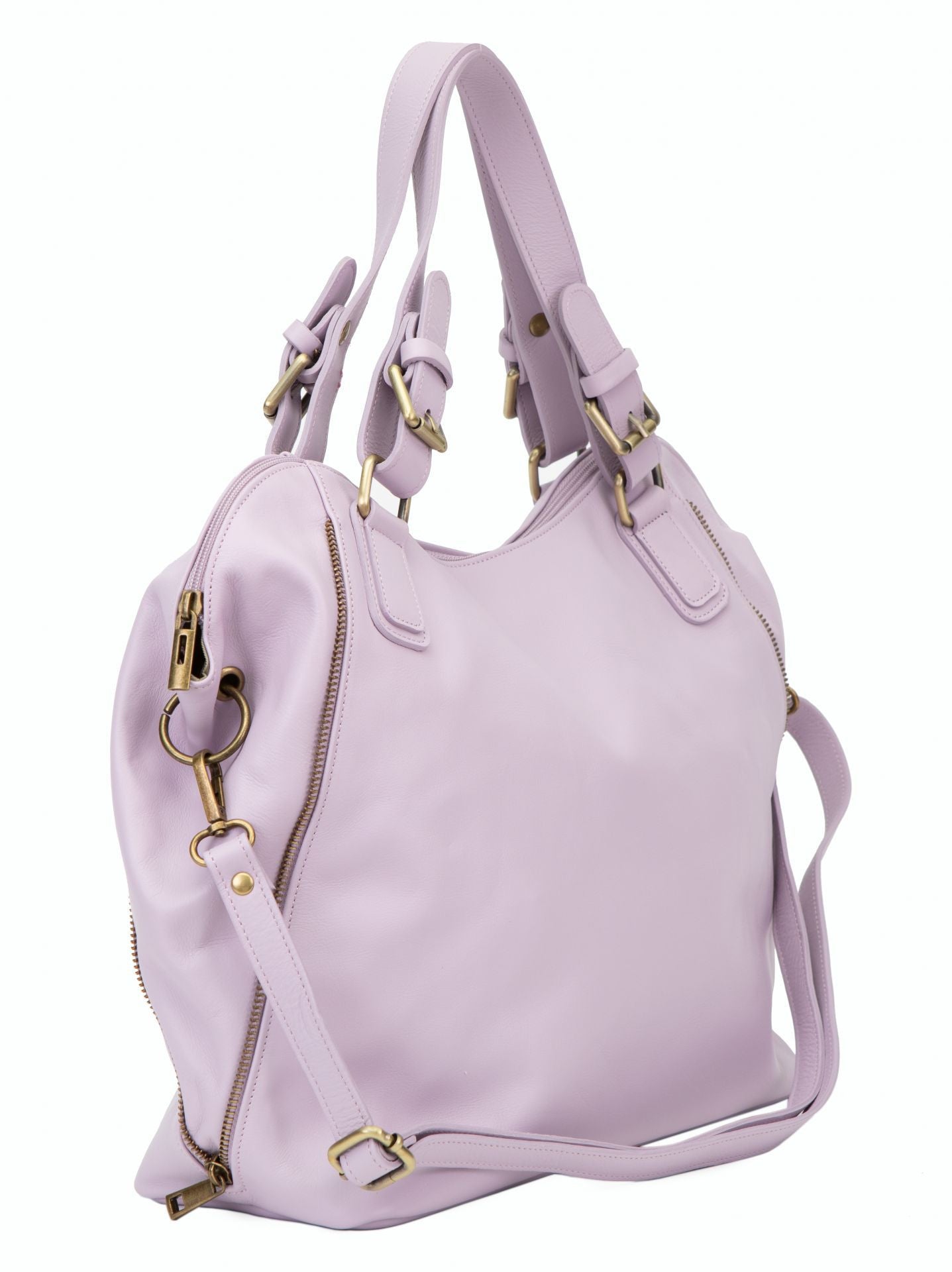 Sac porté épaule en cuir lisse CAMELIA Mauve