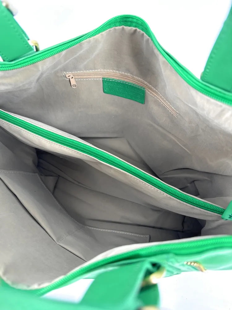 Sac porté épaule en cuir lisse CAMELIA Vert anglais