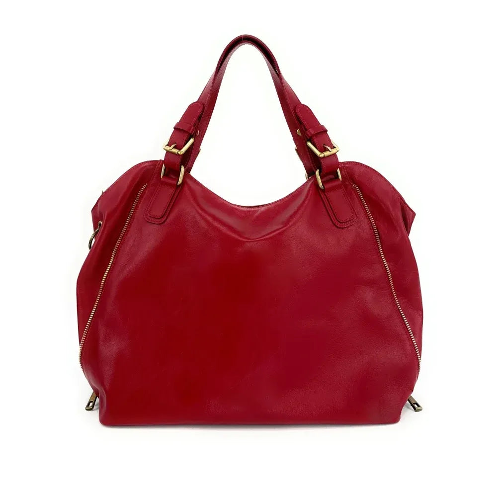 Sac porté épaule en cuir lisse CAMELIA Rouge intense