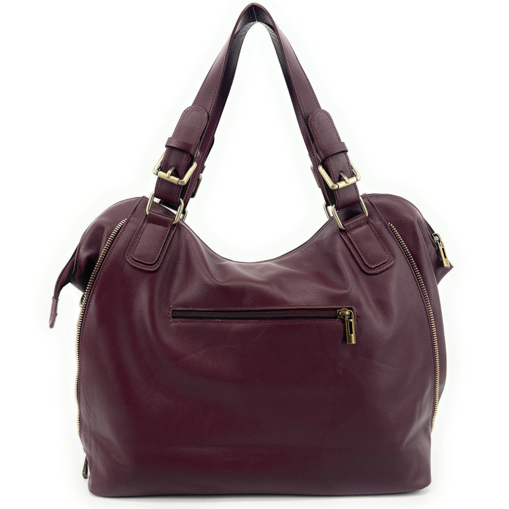 Sac porté épaule en cuir lisse CAMELIA Bordeaux