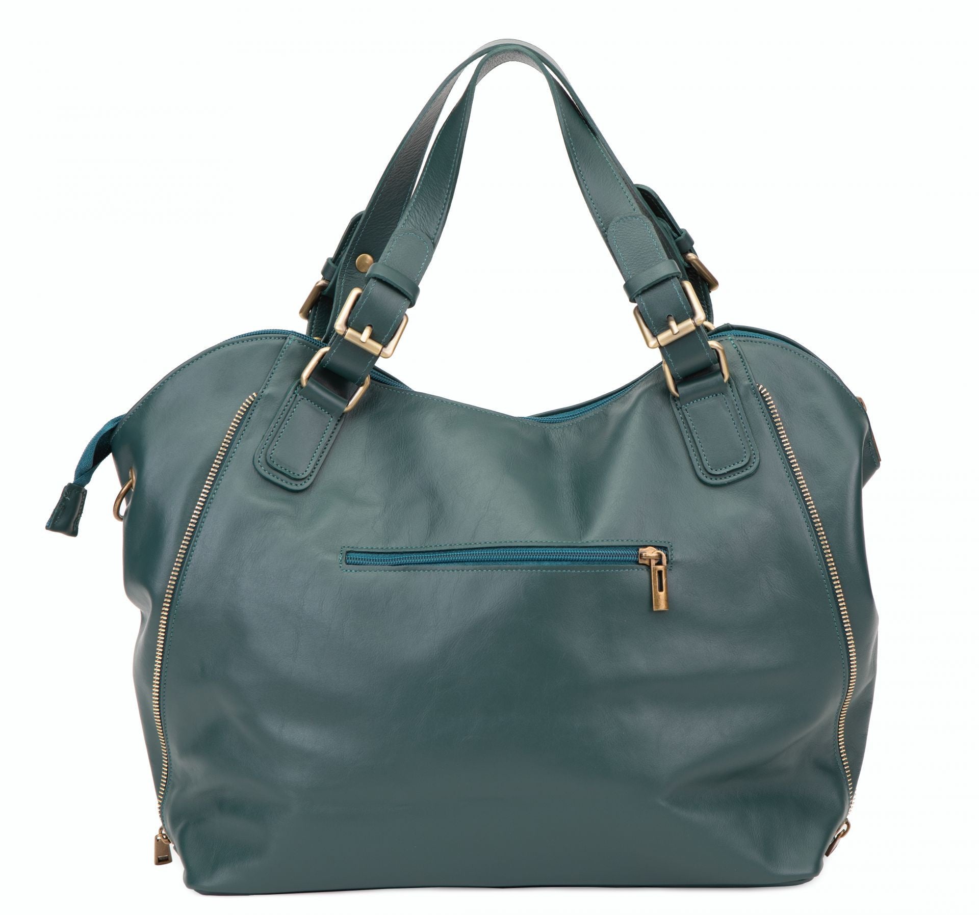 Sac porté épaule en cuir lisse CAMELIA Bleu vert canard